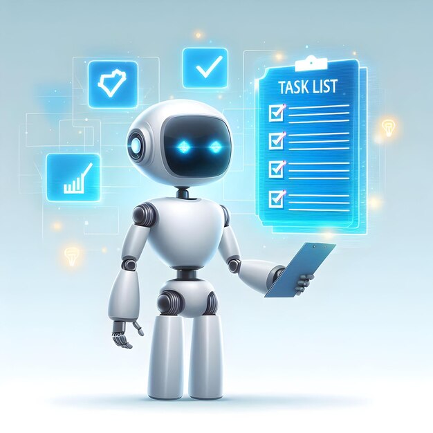 AI robot managing an automated task list